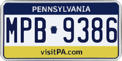 PA license plate MPB9386