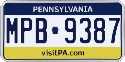 PA license plate MPB9387