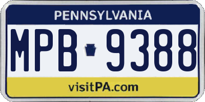 PA license plate MPB9388