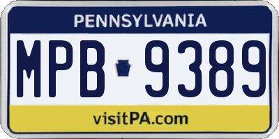 PA license plate MPB9389