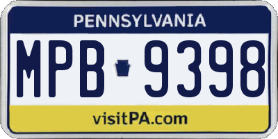 PA license plate MPB9398