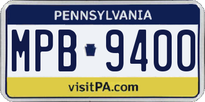 PA license plate MPB9400