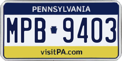 PA license plate MPB9403