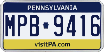 PA license plate MPB9416