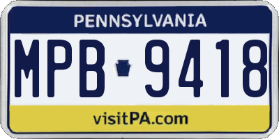 PA license plate MPB9418