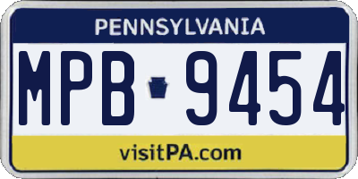 PA license plate MPB9454