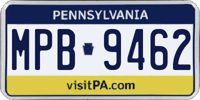 PA license plate MPB9462