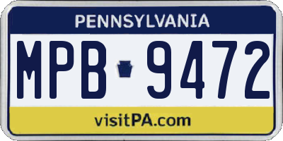 PA license plate MPB9472