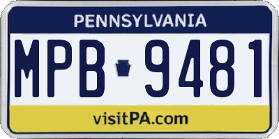 PA license plate MPB9481