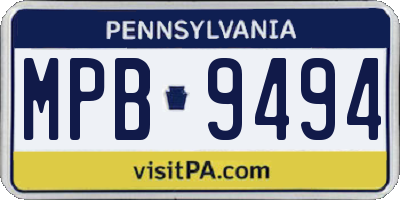 PA license plate MPB9494