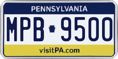 PA license plate MPB9500