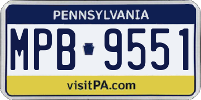 PA license plate MPB9551