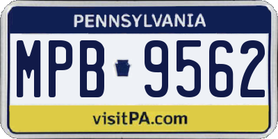 PA license plate MPB9562