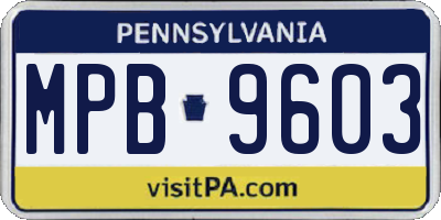 PA license plate MPB9603