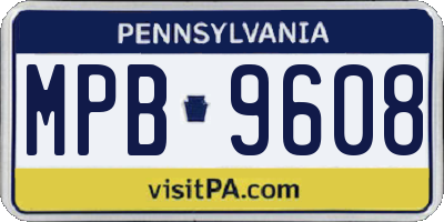 PA license plate MPB9608