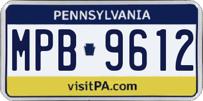 PA license plate MPB9612