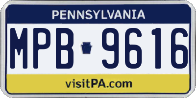 PA license plate MPB9616
