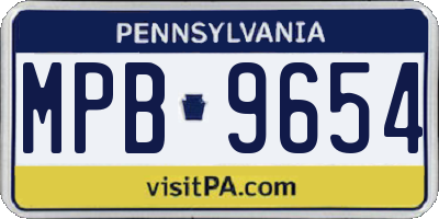 PA license plate MPB9654