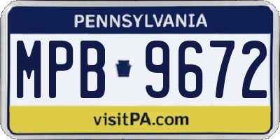PA license plate MPB9672