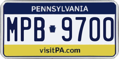 PA license plate MPB9700