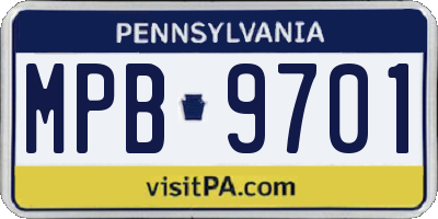 PA license plate MPB9701