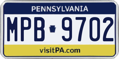 PA license plate MPB9702