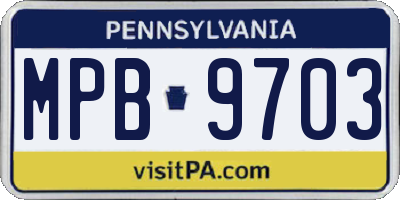 PA license plate MPB9703