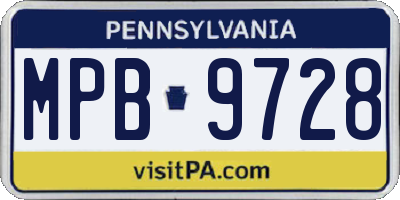 PA license plate MPB9728