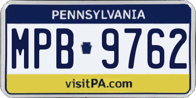 PA license plate MPB9762