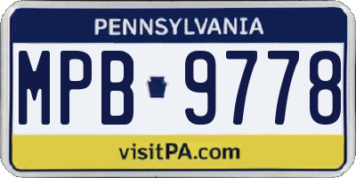 PA license plate MPB9778