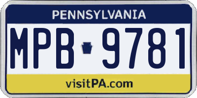 PA license plate MPB9781