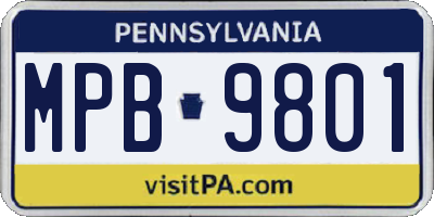 PA license plate MPB9801