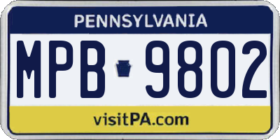 PA license plate MPB9802
