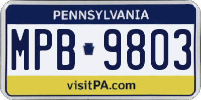 PA license plate MPB9803