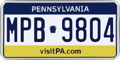 PA license plate MPB9804