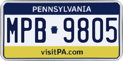 PA license plate MPB9805