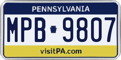 PA license plate MPB9807