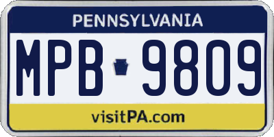 PA license plate MPB9809