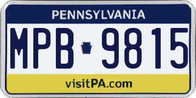PA license plate MPB9815
