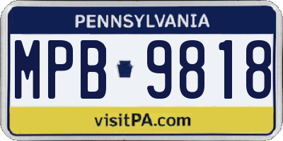 PA license plate MPB9818
