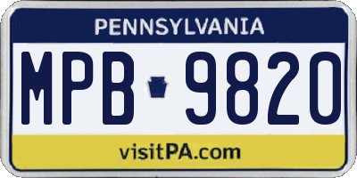 PA license plate MPB9820