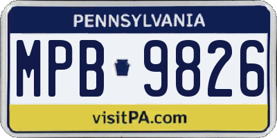 PA license plate MPB9826