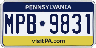 PA license plate MPB9831