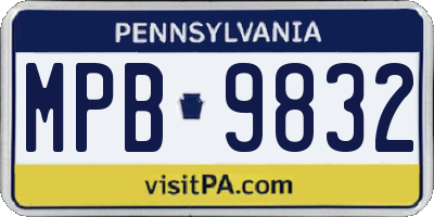 PA license plate MPB9832