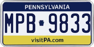 PA license plate MPB9833