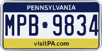 PA license plate MPB9834