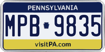 PA license plate MPB9835