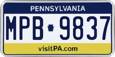 PA license plate MPB9837