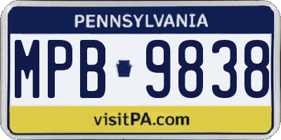 PA license plate MPB9838
