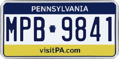 PA license plate MPB9841